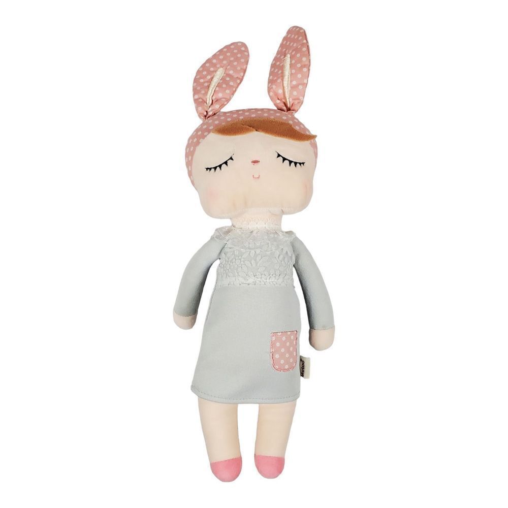 Me Too Sweet Dreams Plush Angela Doll Bunny Ears Sleeping Gray Pink Soft Toy